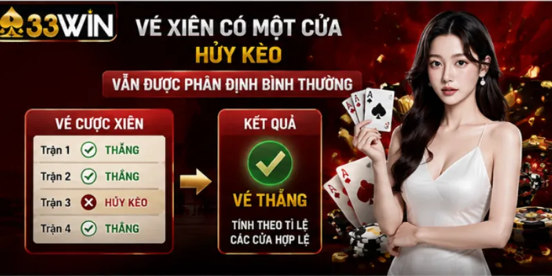 Hủy kèo 33Win – Những trường hợp vé được hoàn tiền 4 Vé xiên có một cửa hủy kèo vẫn được phân định bình thường